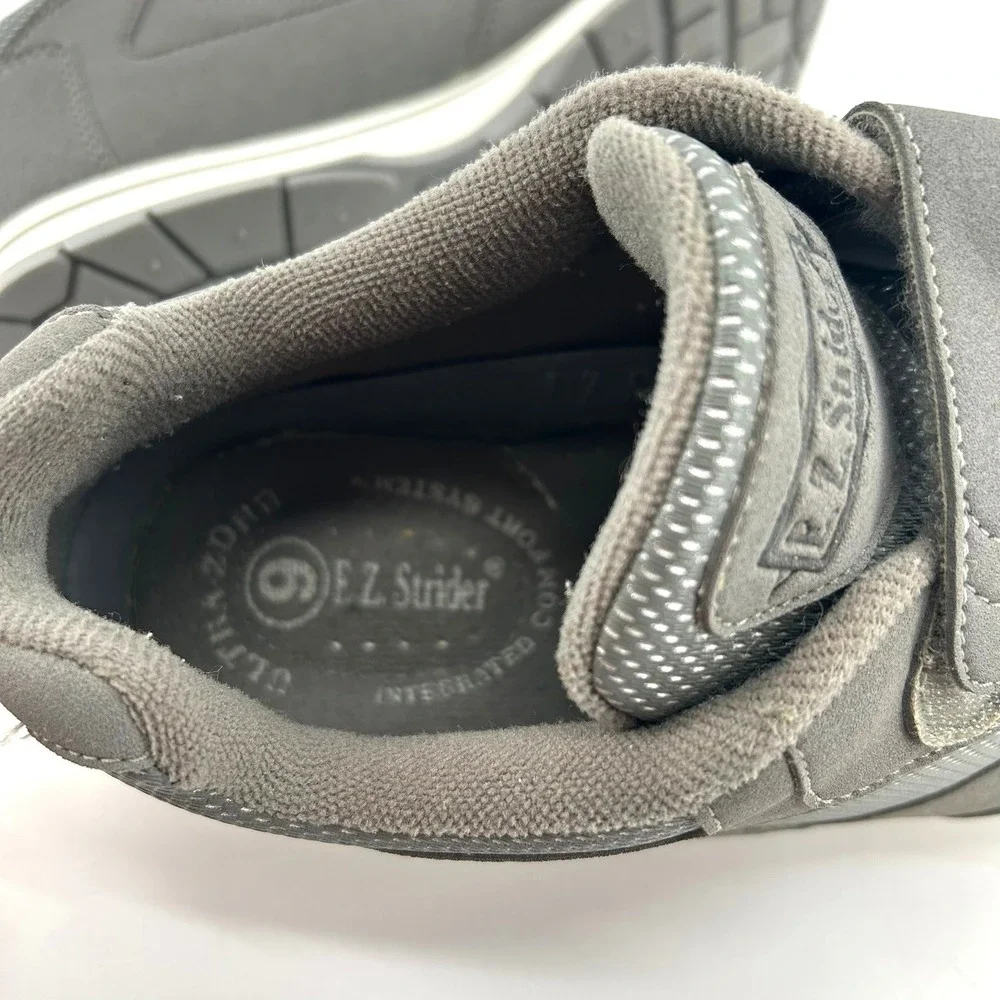 EZ Strider Mens Grey Walking Shoes Hook Loop Comfort Sneakers Size 9 75662